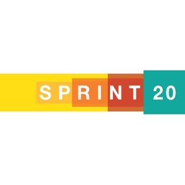 Weiße Buchstaben auf verschiedenfarbigen Kacheln: Sprint20