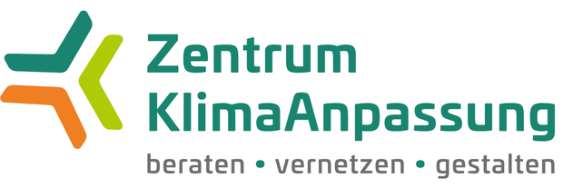 Logo vom Zentrum KlimaAnpassung mit den Worten beraten, vernetzen, gestalten. Logo vom Zentrum KlimaAnpassung mit den Worten beraten, vernetzen, gestalten.
