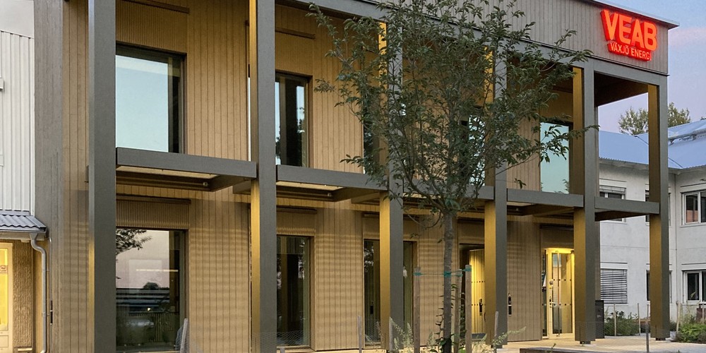 Ein Gebäude aus Holz in Växjö