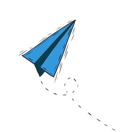 Blauer Papierflieger in Bewegung