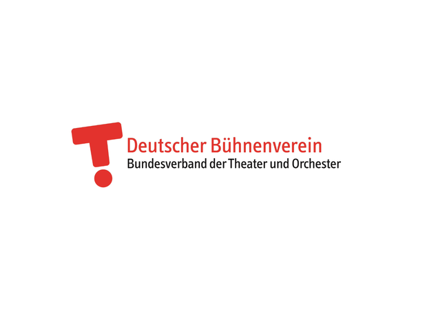 Logo des Deutschen Bühnenvereins mit einem roten T in Form eines Ausrufezeichens und der Aufschrift Bundesverband der Theater und Orchester